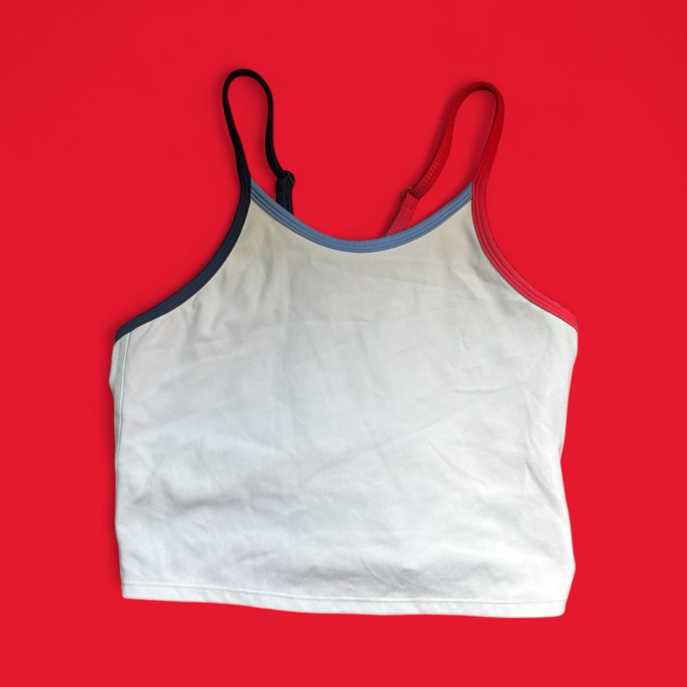 Champion White Tank Top with Red and Blue Straps